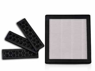 Three pieces of honeycomb carbon filter and a piece of HEPA filter.