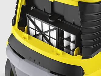 A piece of HEPA filter is installed on the vacuum cleaner.